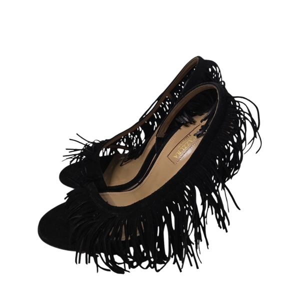 Aquazzurra Wild Fringe Black suede sandals - Picture 7 of 11